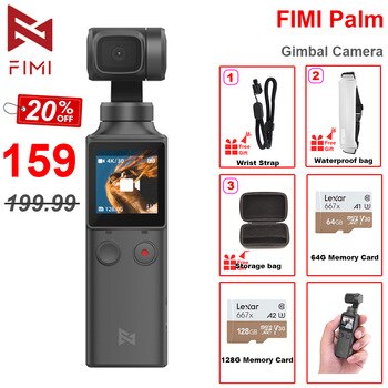 FIMI PALM 3-axis Handheld Gimbal Camera Stabilizer 128 Degree Wide Angle 4K UHD Micro Built-in Wi-Fi Bluetooth Control 240mins