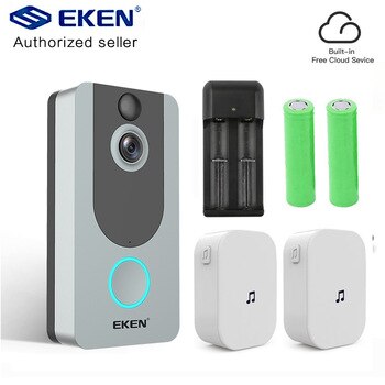 EKEN V7 Silver door bell camera 1080P wifi doorbell IP Smart Wireless Security FIR Motion Detection Alarm Cloud storage bell