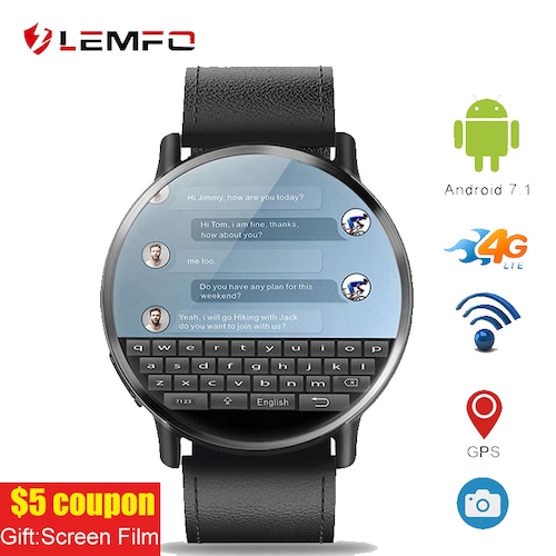 LEMFO LEM X 2.03 inch 4G WIFI GPS Smart Watch Men Smartwatch Android 7.1 with 8MP Camera Smart Watches for Men Business Sport Watch