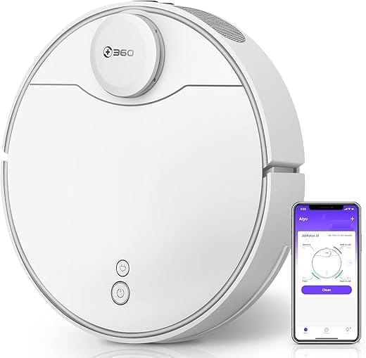 360 S9 Robot Vacuum and Mop, Ultrasonic & LiDAR Dual-Eye, Laser Mapping, 2650 Pa, Intelligent Water Tank, 180 mins Work Time, No-Go Zones, Compatible with Alexa