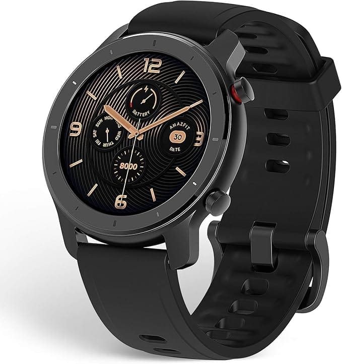 Amazfit GTR Smartwatch, Classic Design, 24/7 Heart Rate Monitor, Music Control, GPS, 10-Day Battery Life, 12-Sport Modes, Water Resistant, Starry Black (W1910US1N)