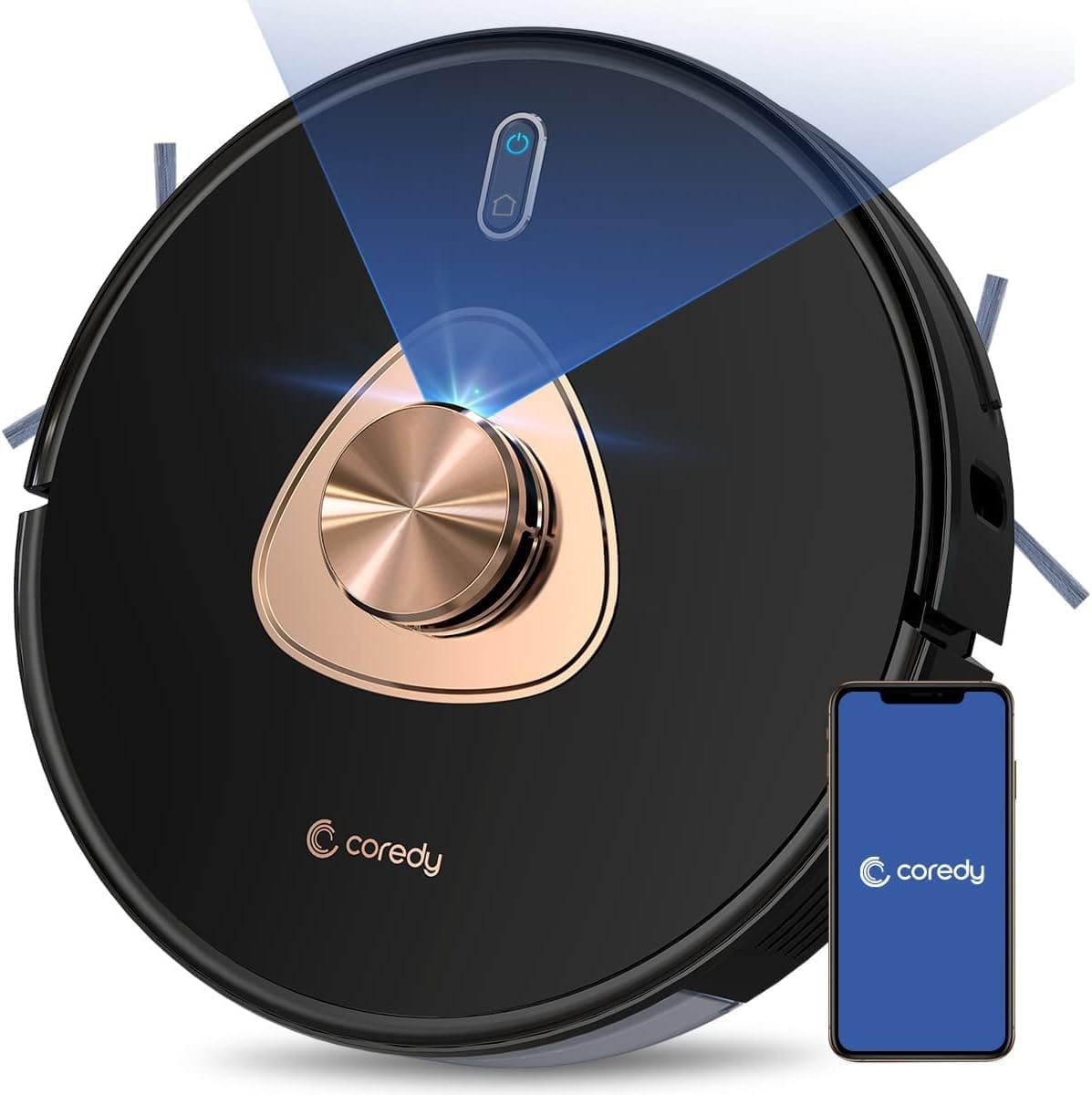 Coredy L900 Robot Vacuum Cleaner, Smart Laser Navigation, Precision AI Mapping Technology, Works with Alexa, 2-in-1 Vacuum & Mop Robotic Vacuum, 2700pa Power Suction Ideal for Pet Hair