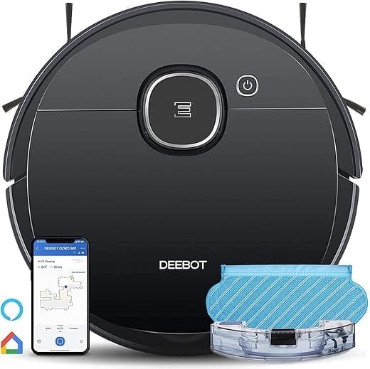 Ecovacs DEEBOT OZMO 920 2in1 Mopping Robotic Vacuum with Laser Navigation, No-Go Zones, Systematic Cleaning, Multi-Floor Mapping, Works with Alexa & App, Large, Black