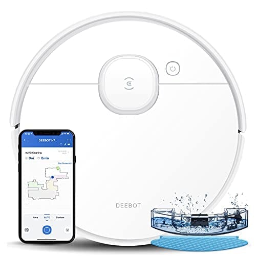 ECOVACS Deebot OZMO N7 Robot Vacuum and Mop Cleaner, Laser Navigation, Lidar-Assisted Object Avoidance, 2300Pa Suction, Multi-Floor Map, Selective Room Cleaning, No-go Zones and No-mop Zones (White)