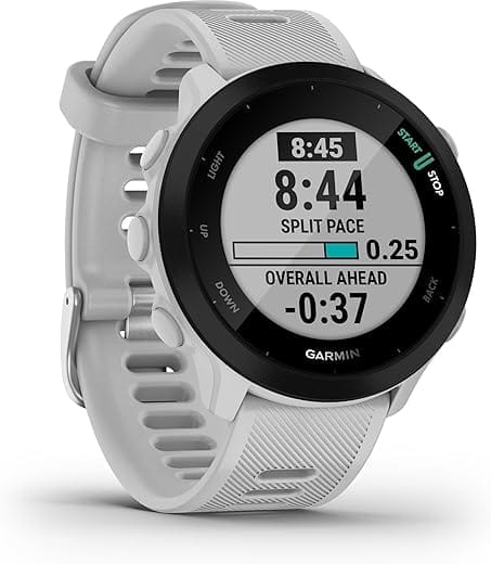 Garmin Forerunner 55, GPS Running Watch with Daily Suggested Workouts, Up to 2 weeks of Battery Life, White