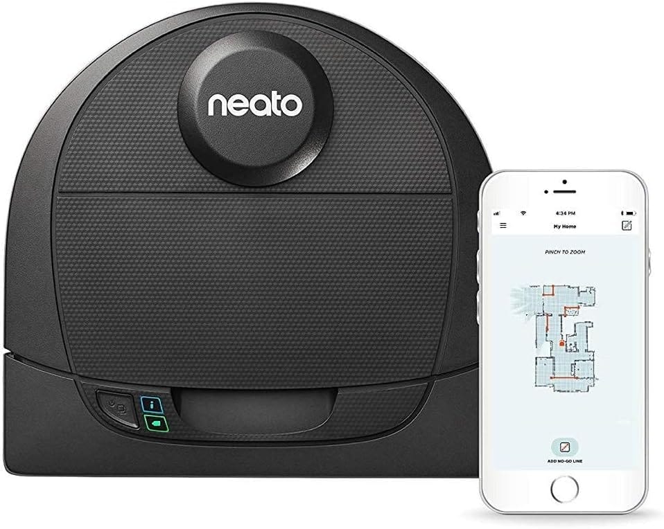 Neato Robotics D4 Laser Guided Smart Robot Vacuum - Wi-Fi Connected, Ideal for Carpets, Hard Floors and Pet Hair, Works with Alexa