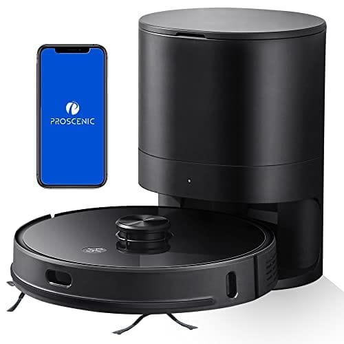 Proscenic M7 Pro Robot Vacuum Cleaner, Laser Navigation, 2700Pa Powerful Suction, APP & Alexa Control, Multi Floor Mapping, Ideal for Pets Hair, Carpets and Hard Floors, Black