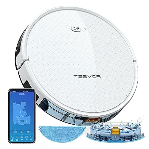 Tesvor Robot Vacuum Cleaner, Robotic Vacuum and Mop, 1800Pa Strong Suction, WiFi/App/Alexa, Quiet, Self-Charging Robotic Vacuum Cleaner, Clean from Hardfloors to Low-Pile Carpets for Dust and Pet Hair