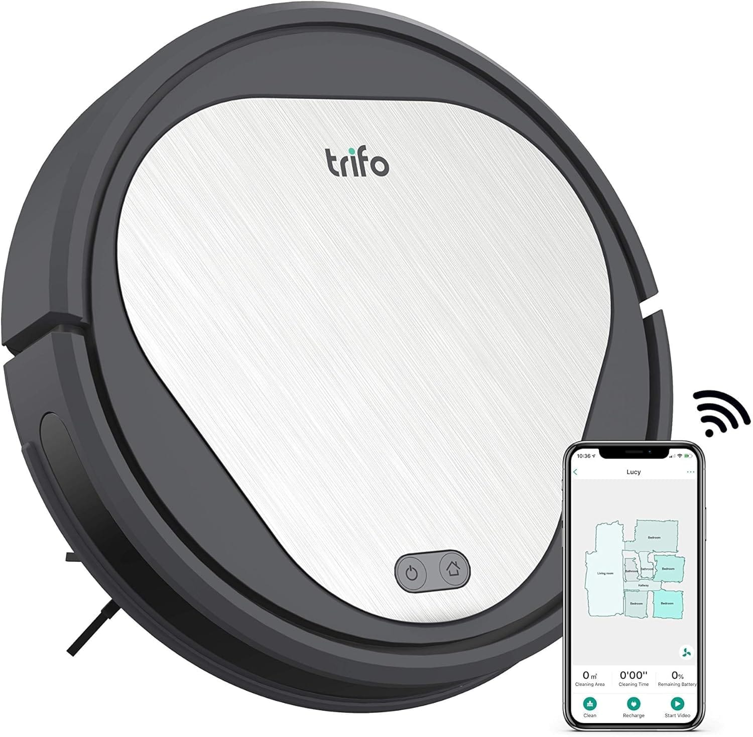 Trifo Emma Essential Robot Vacuum Cleaner, 110-Minute Runtime, Wi-Fi Connectivity, Works with Alexa, Good for Pet Hair, Carpets, Hard Floors, Self-Charging… (3000 Pa)